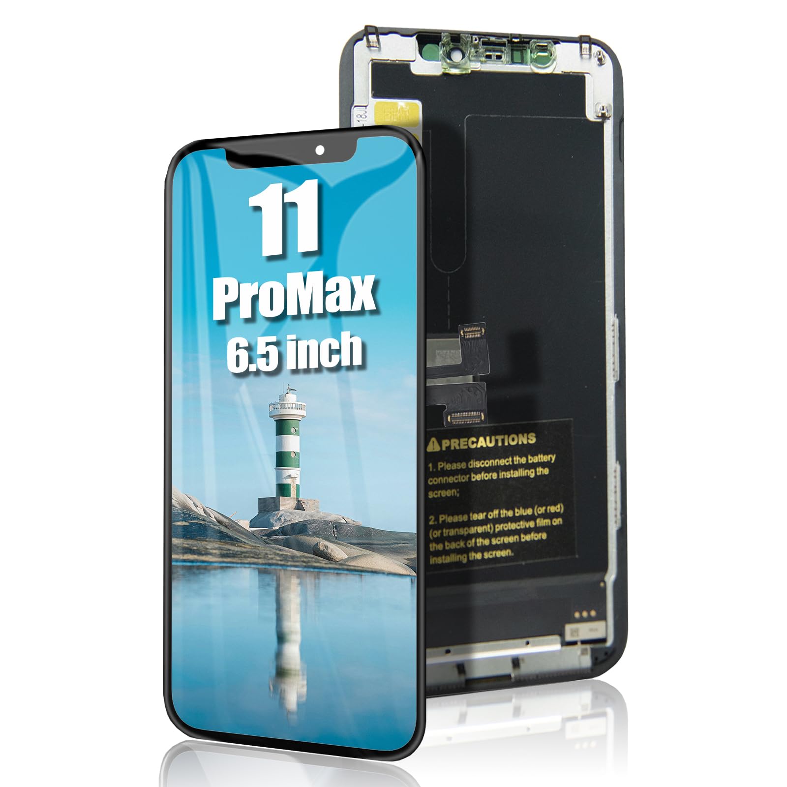 EFAITHFIX for iPhone 11 Pro Max Screen Replacement 6.5 Inch LCD Display 3D Touch Screen Full HD Digitizer Frame Assembly Compatible with Model A2161, A2220, A2218 with Waterproof Adhesive, No Tools