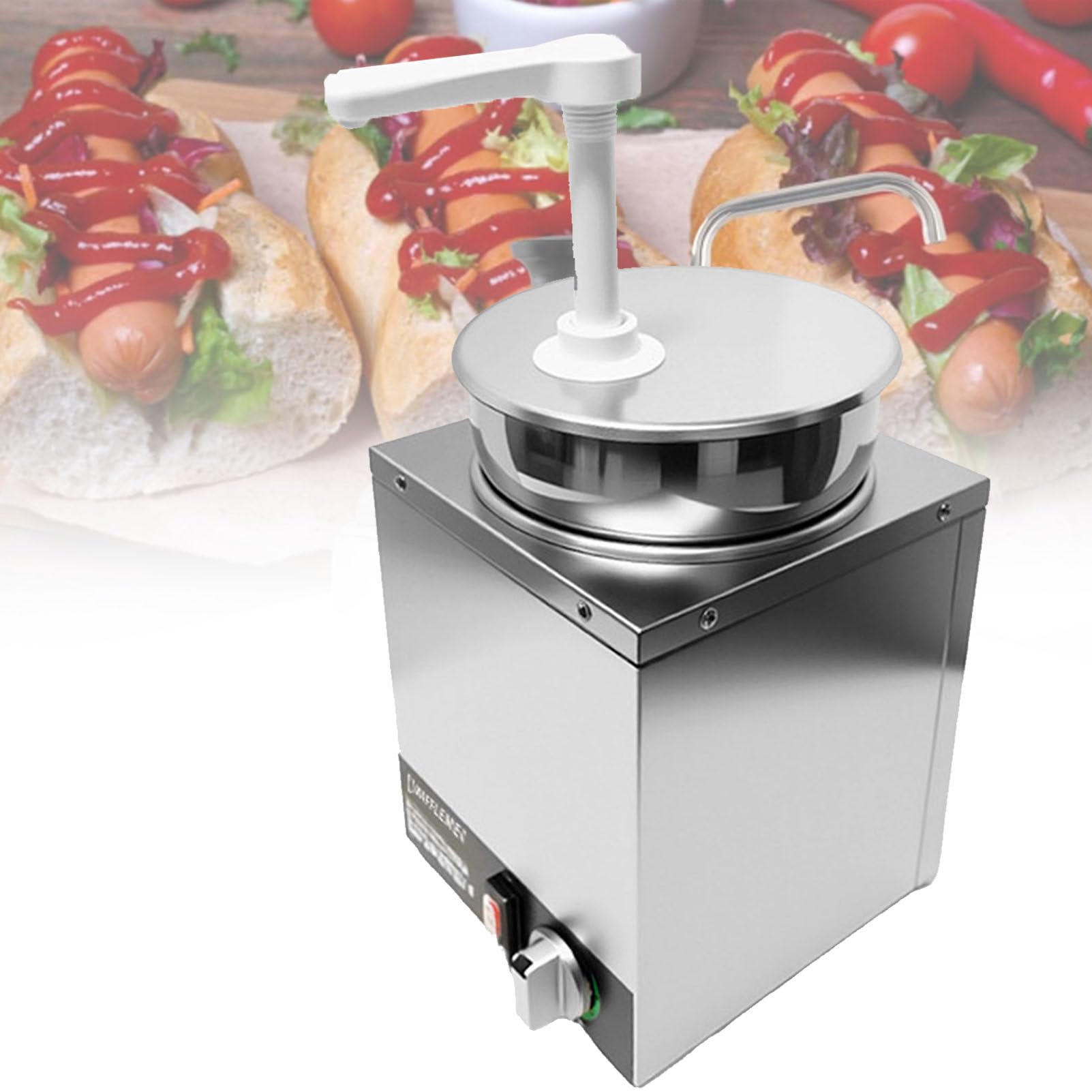 SENJINGHUA Cheese Dispenser with Pump, Nacho Cheese Warmer, Stainless Steel Hot Fudge Warmer, Commercial Hot Fudge Dispenser for Hot Fudge Cheese Caramel,7L