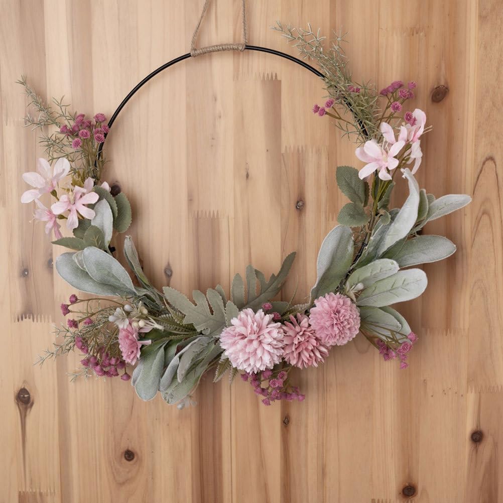 Zerodeko Door Wreath Garland Hoop Indoor Plants Artificial Garland Anthurium The Flowers Iron Metal Hoop Wreath Front Door