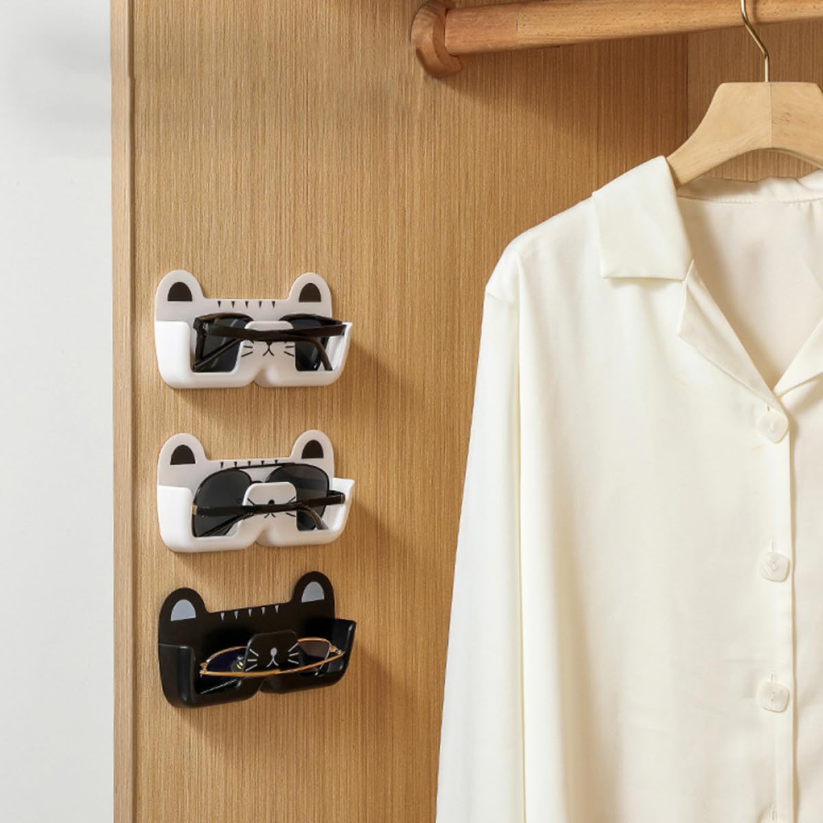 GALPADA Wandbrillenorganizer Katzenform aus Abs Weiß für Brillen 1 Stück