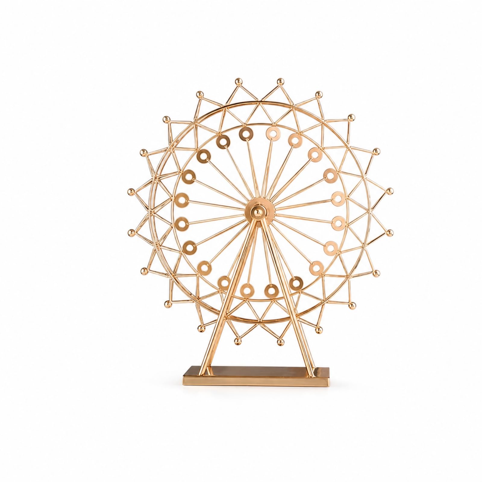 Ruota Panoramica Decorativa Scultura Ornamento Statua da Tavolo in Telaio Aperto E Cerchi Geometrici Base Rettangolare Stabile per Consolle Scaffali Ambienti Moderni Adatta a Salotto Ufficio