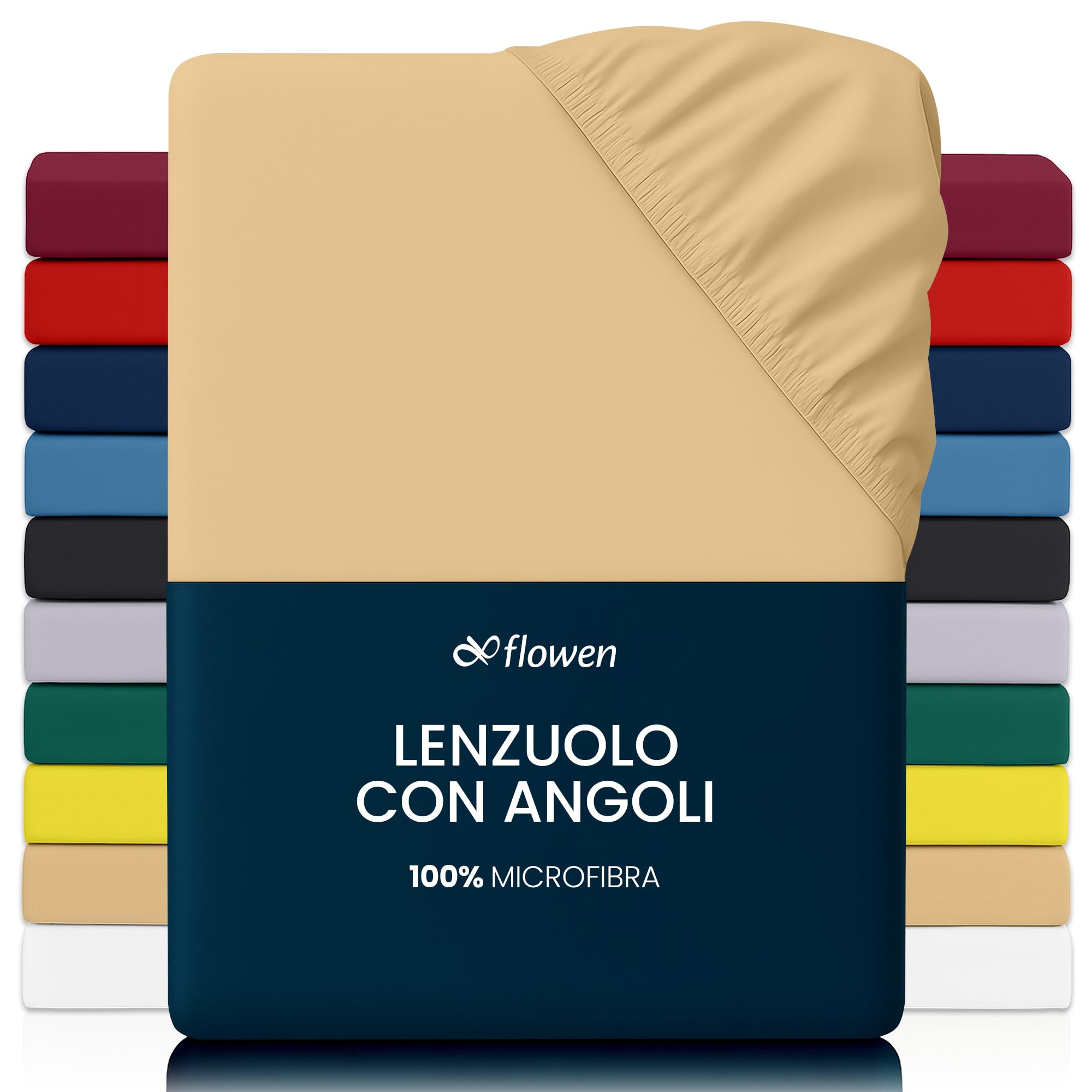 Lenzuola con Angoli 140x190 cm Beige in Microfibra per Letto a Una Piazza e Mezza con Materasso fino a 30cm Tessuto Anti-Acaro e Ipoallergenico di Alta Qualità Lavabile in Lavatrice