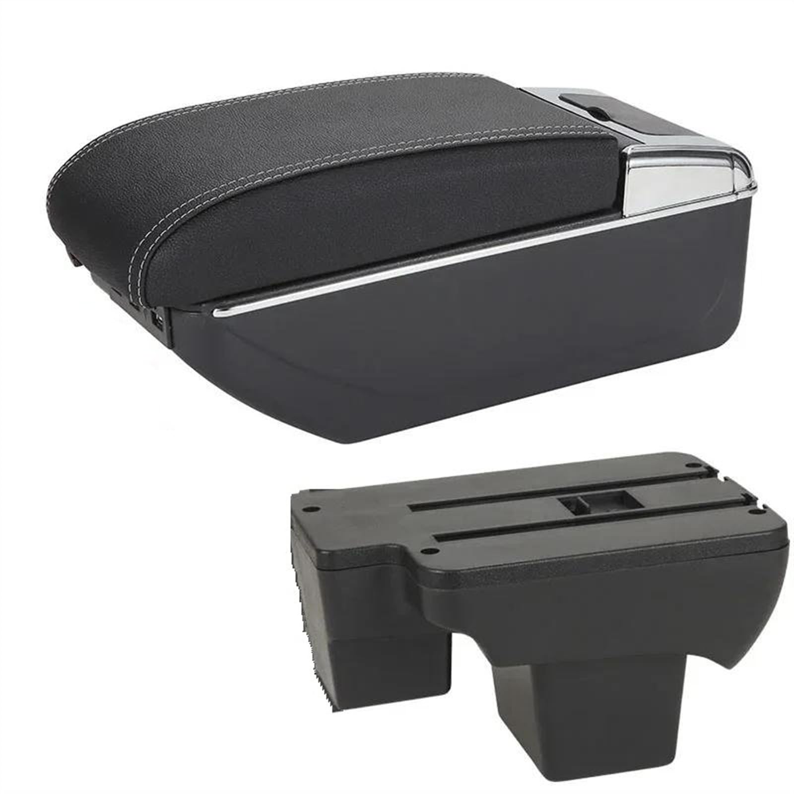 NMJLQW Storage Rack Car Armrest Box Dedicated Retrofit 2020-2024 Storage Box Retrofit Parts Car Accessories For Polo(B3 Black white 7USB)