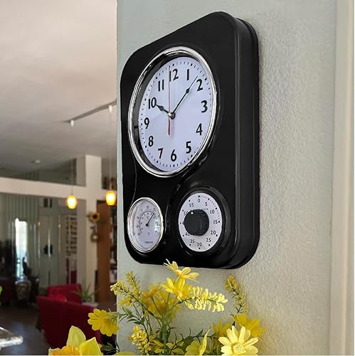 Miniatura 4 de Lily's Home Reloj de cocina retro con temperatura y temporizador (negro)