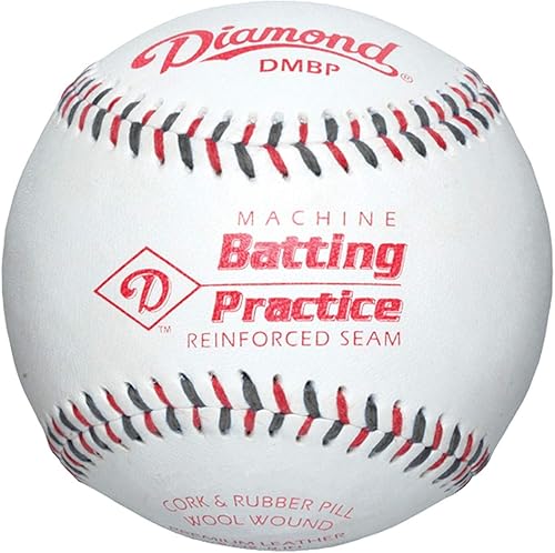 Diamond Machine - Béisbol de práctica de bateo con costuras planas, (paquete de 12)