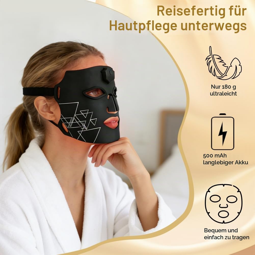 Vicloon LED Maske Gesicht, 7 Farben Led Lichttherapie Gesichtsmaske, NIR, rote und blaue, Aufladbar Flexible Rotlicht Maske Gesichts für den Heimgebrauch, für Hautpflege, Anti-Aging, glatte Haut