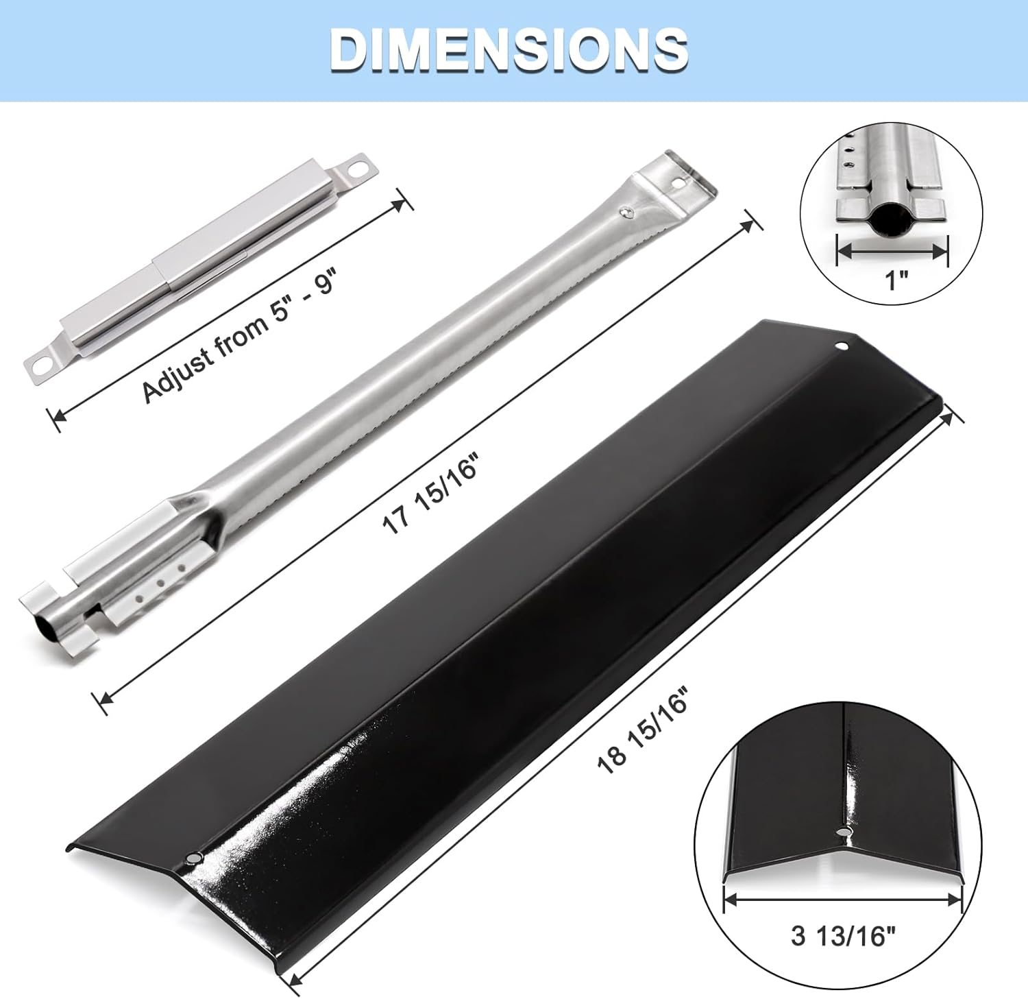 Grill Parts for Oklahoma Joes Longhorn Combo Charcoal/Gas Smoker 15202029 12201767 14201767 16202046 18202083, 1767054 Heat Tent 1767017 Burner Carryover Tube, Oklahoma Joe Smoker Accessories