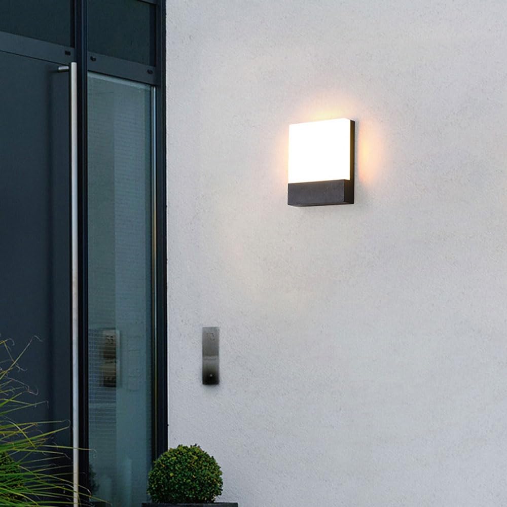 Zewnętrzna lampa ścienna LED, ciepła biel 3000 K, 10 W, aluminiowa, idealna do domu, tarasu, garażu lub ogrodu.