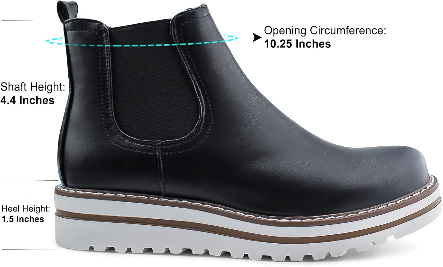 JABASIC Womens Chelsea Elastic Ankle Boots Waterproof Flat Boots - Image 3