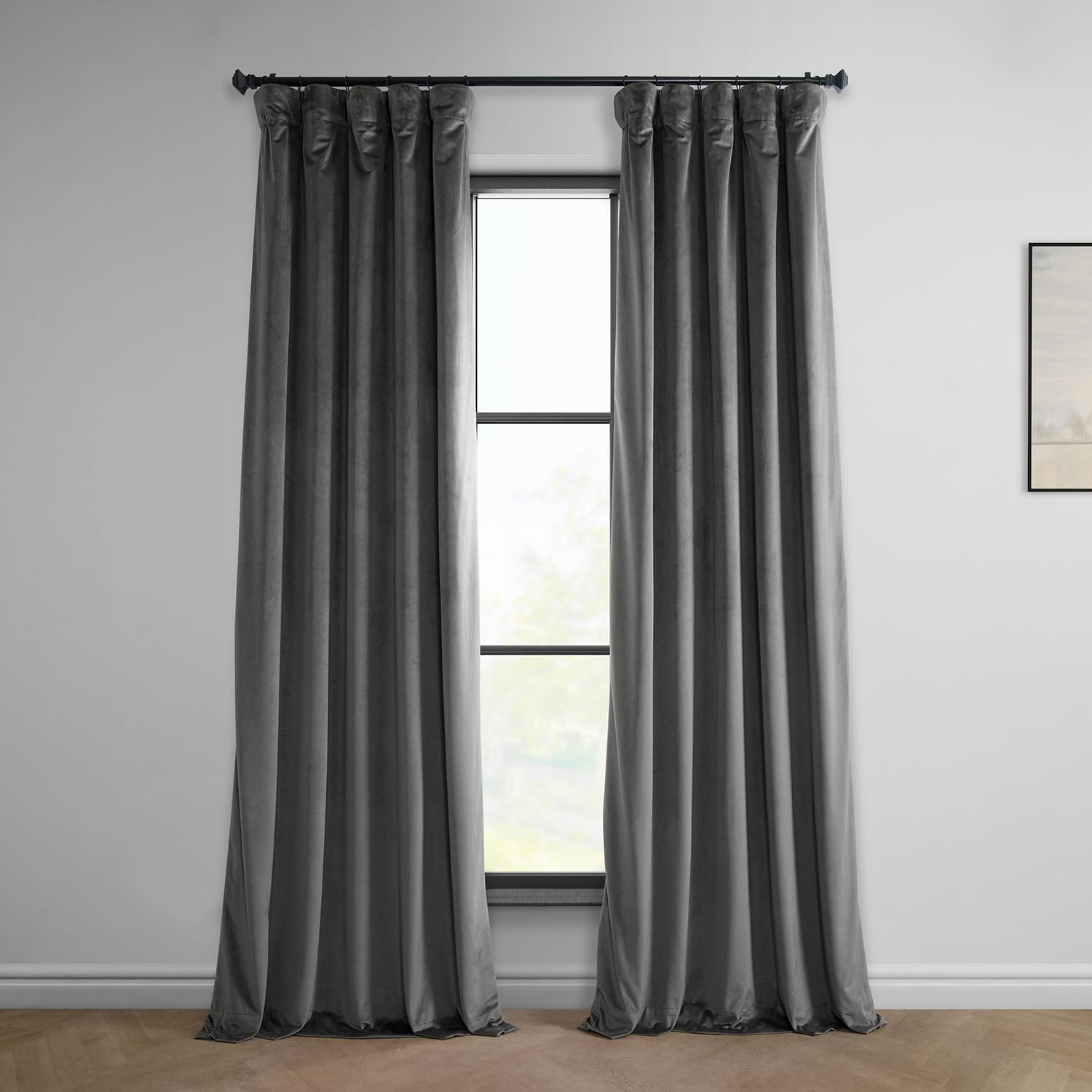 HPD Half Price Drapes Heritage Plush Velvet Curtains 120 Inches Long Room Darkening Curtains for Bedroom &amp; Living Room 50W x 120L, (1 Panel), Pepper Grey