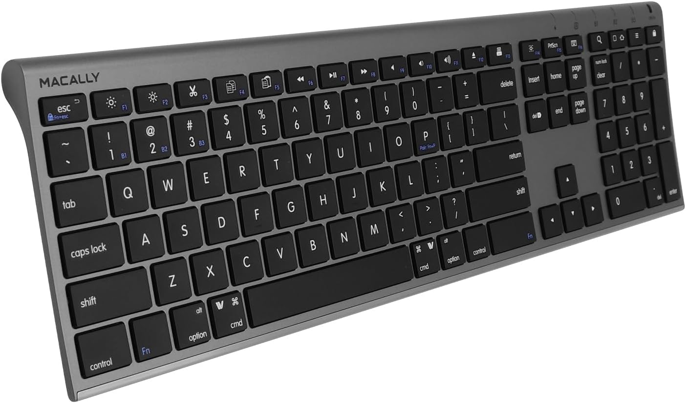 Macally Wireless Bluetooth Keyboard, top-down view