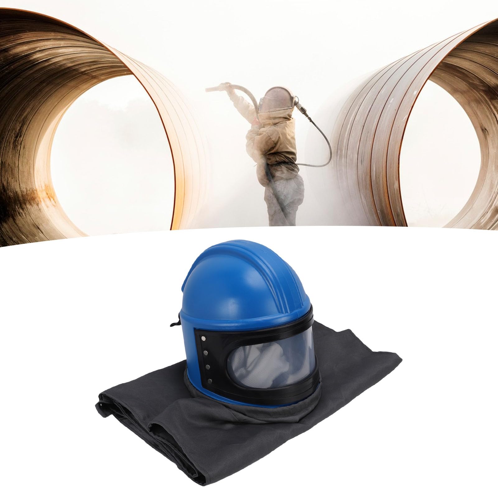 Capa de la Campana de arenas, Lona Sandblaster de arenas de arenas Máscara de Protección contra el Polvo Alimento para el Aire de Aire Sandblaster Casco para Pulverizar el Corte