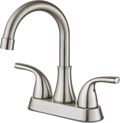 Miniatura 1 de Grifo de lavabo de baño de 4 pulgadas, juego central de lavabo, grifo mezclador de lavabo de doble agujero, dos asas, boquilla giratoria de 360