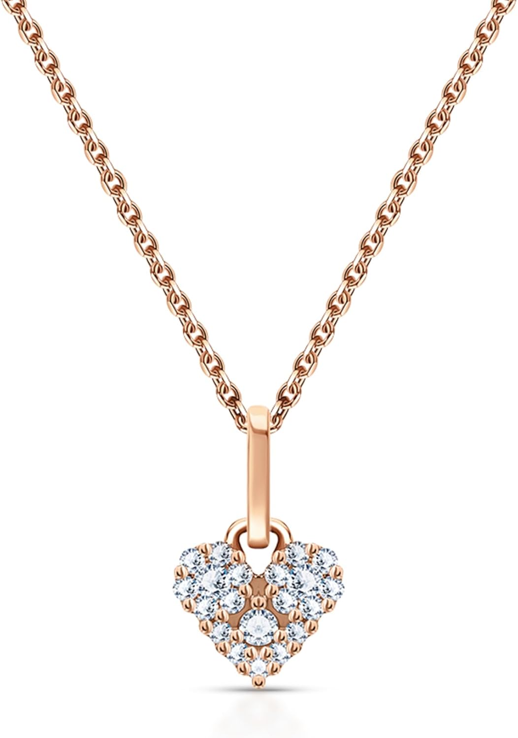 14K Tiny Heart Pendant Chain Necklace. Heart Shape Pave Diamond Necklace, Minimalist Pendant, Gift For Women.