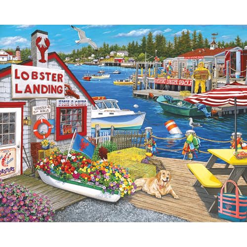 White Mountain 1000 Piece Jigsaw Puzzle Summer Ocean, Lobster Landing
