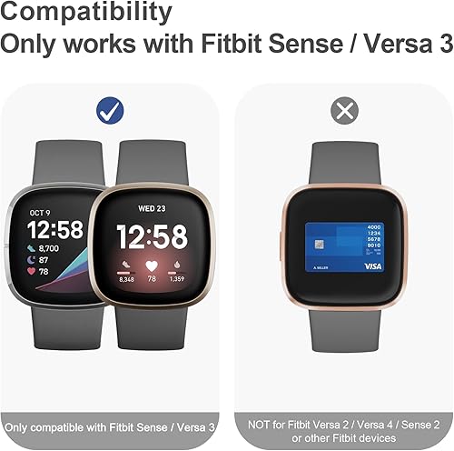 Miniatura 2 de Funda protectora de pantalla compatible con Fitbit Versa 3, paquete de 3 carcasa protectora completa de policarbonato duro para Fitbit Versa 3 y