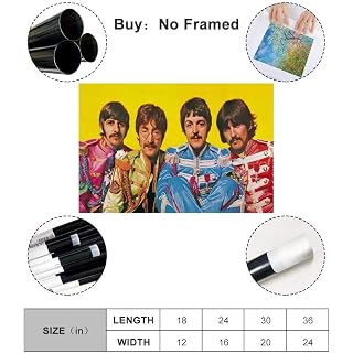 Imprimé sur toile 50×70 cm sans cadre classique jaune affiche les Beatles affiche peinture décorative salon affiche… - Les Beatles, Paul McCartney, John Lennon, RIngo Starr, George Harrison Imprimé sur toile 50x70 cm sans cadre classique jaune affiche les Beatles affiche peinture décorative salon affiche… – Image 2