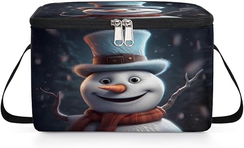 Miniatura 8 de Bolsa de almuerzo aislada con diseño de muñeco de nieve de Navidad para mujeres, reutilizable, bolsa cuadrada de comida para adultos y hombres,