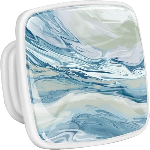 LORVIES Paquete de 4 pomos decorativos de 1.2 pulgadas para gabinete, cristal ABS cuadrado blanco con un solo agujero, tiradores de puerta de cajón