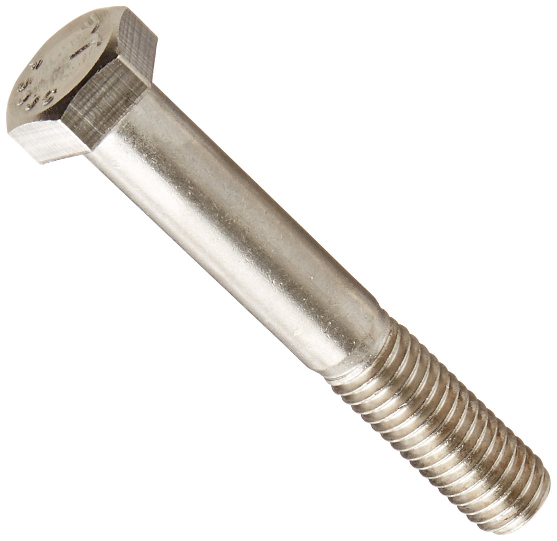 18-8 Stainless Steel Hex Bolt, Plain Finish, Hex Head, External Hex Drive, Meets ASME B18.2.1/ASTM F593, 4-1/2" Length, Partially Threaded, 3/8"-16