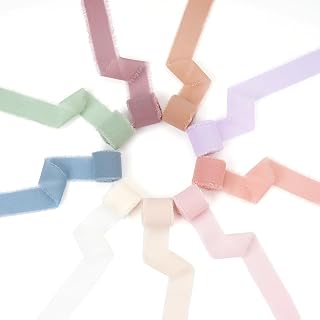 1" x 27 Yd Chiffon Ribbon Mixed Color Ribbons Set 9 Rolls Handmade Fringe Fabric for Wedding Invitations Bridal Bouquets DIY Crafts Home Decor Bow Making(9 Rolls*3Yd)
