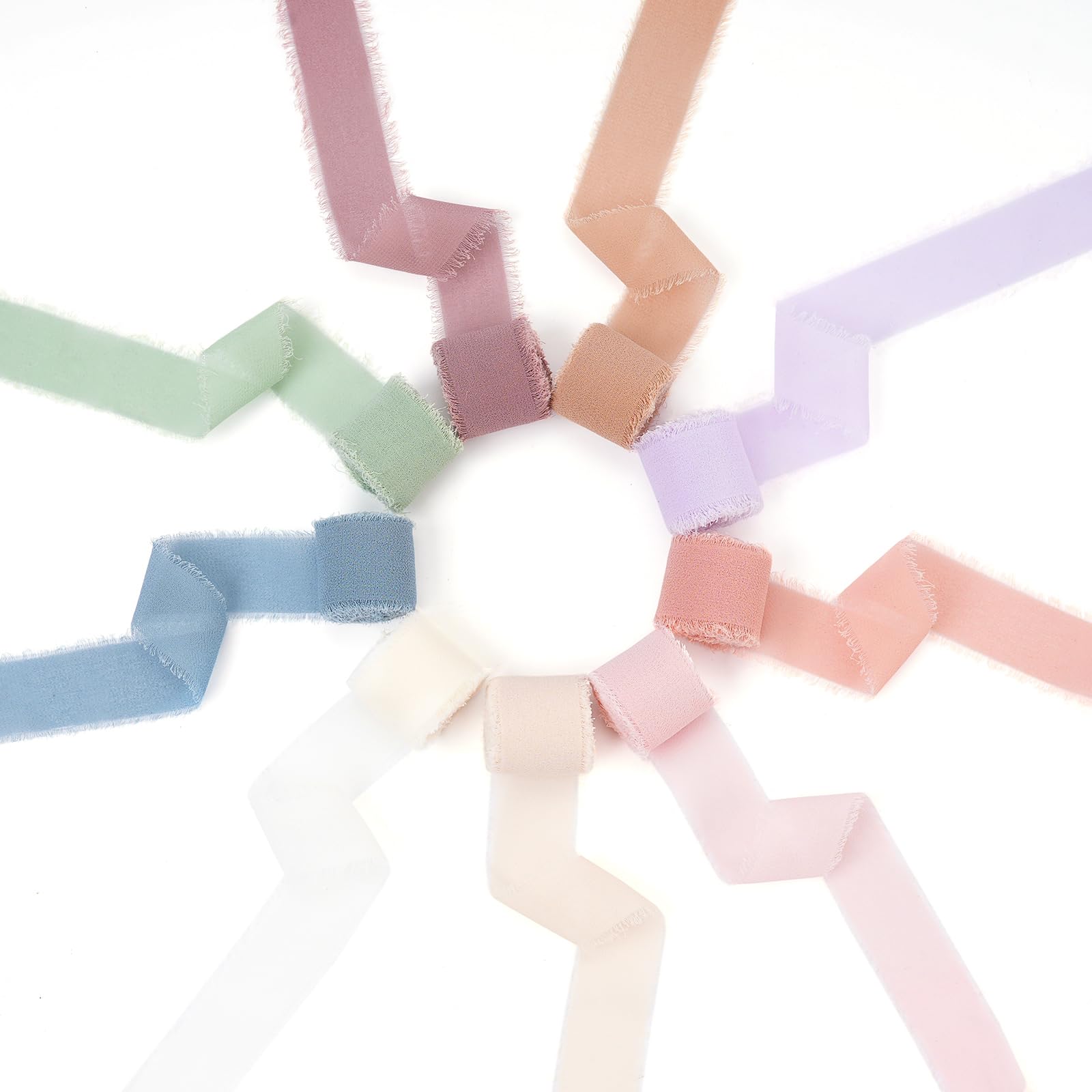 1 x 27 yardas de cinta de gasa de colores mixtos, juego de 9 rollos de tela con flecos hechos a mano para invitaciones de boda, ramos de novia, manualidades de bricolaje, decoración del hogar, fabricación de lazos, 9 rollos x 3 yardas
