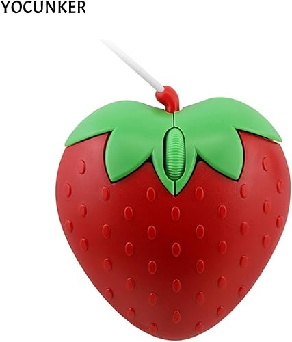 Miniatura 2 de YOCUNKER Ratón con cable en forma de fresa con cable de 3 botones 1200DPI USB óptico para computadora portátil con cable de 4.4 pies para laptop,