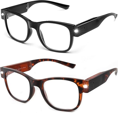 Miniatura 9 de SKYWAY Gafas de Lectura con Luz Recargables, Lectores LED Brillantes con Luces, Lentes de Visión Clara, Unisex negro, cuadro,
