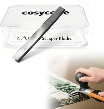 2.5" Double-Edged Reversible Tungsten Carbide Paint Scraper Blades1 pc - Fits 2-1/2 inch Scrapers, for Removing Paint, Glue, Wood & Grout