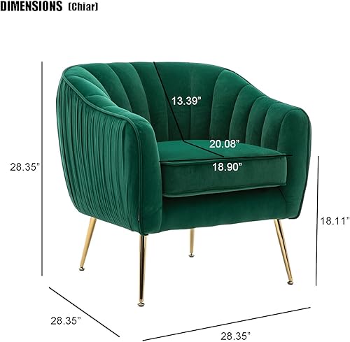 Miniatura 2 de Silla decorativa de terciopelo con otomana, moderna silla de barril copetudo, juego otomano para sala de estar y dormitorio, acabado dorado, verde