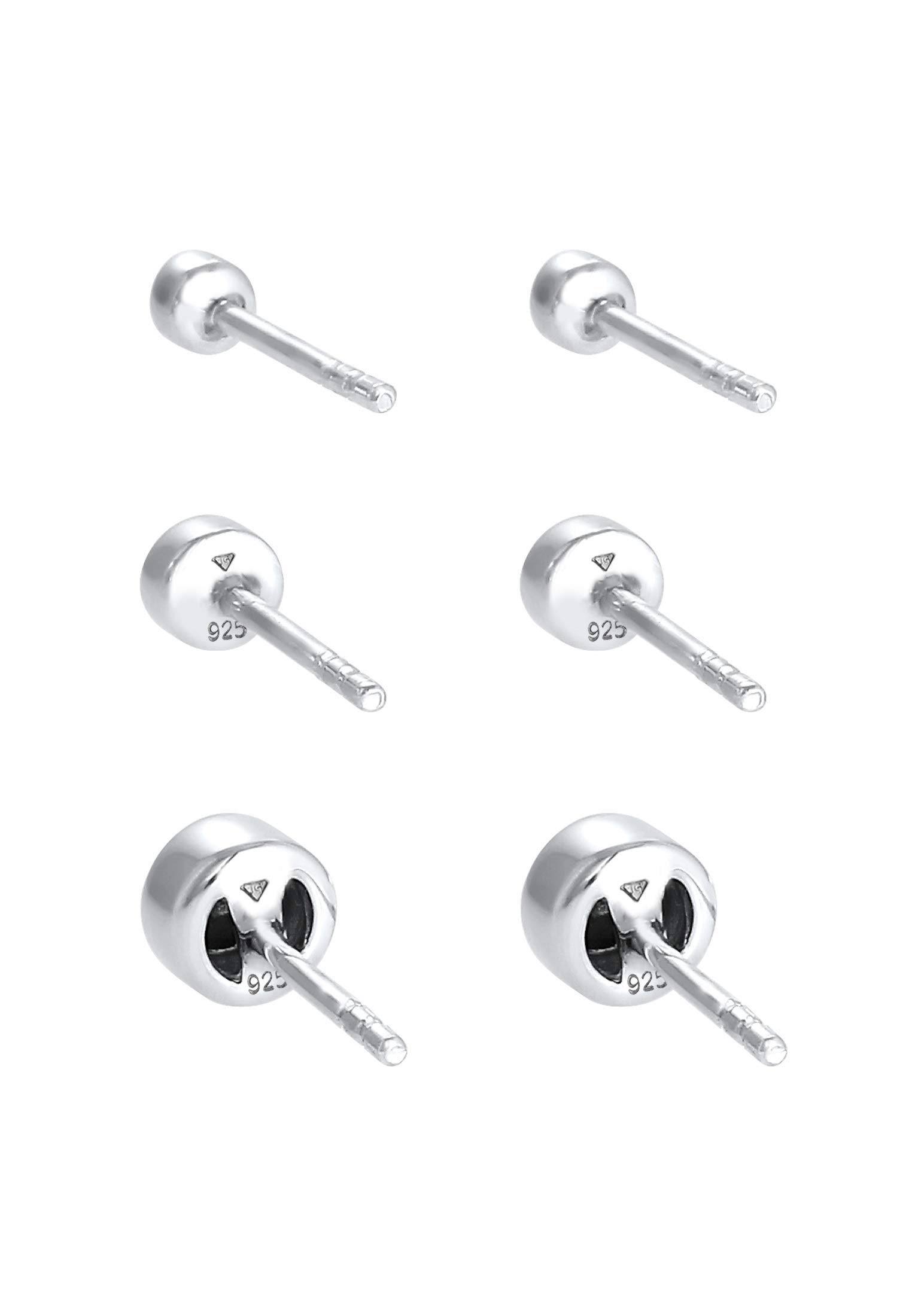 Elli Ohrringe Damen Ohrstecker Basic 3er Set mit Kristallen 925 Silber