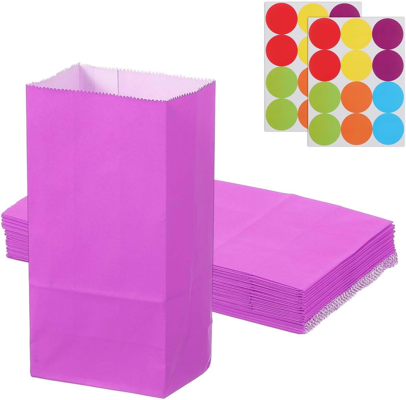 PATIKIL Party Favor Bag, 24 Pcs 5.1x3.1x9.4 Inch Medium Paper Candy Bags Gift Treat Celebration Halloween Goody Birthday Wedding Party with Stickers, Soft Green