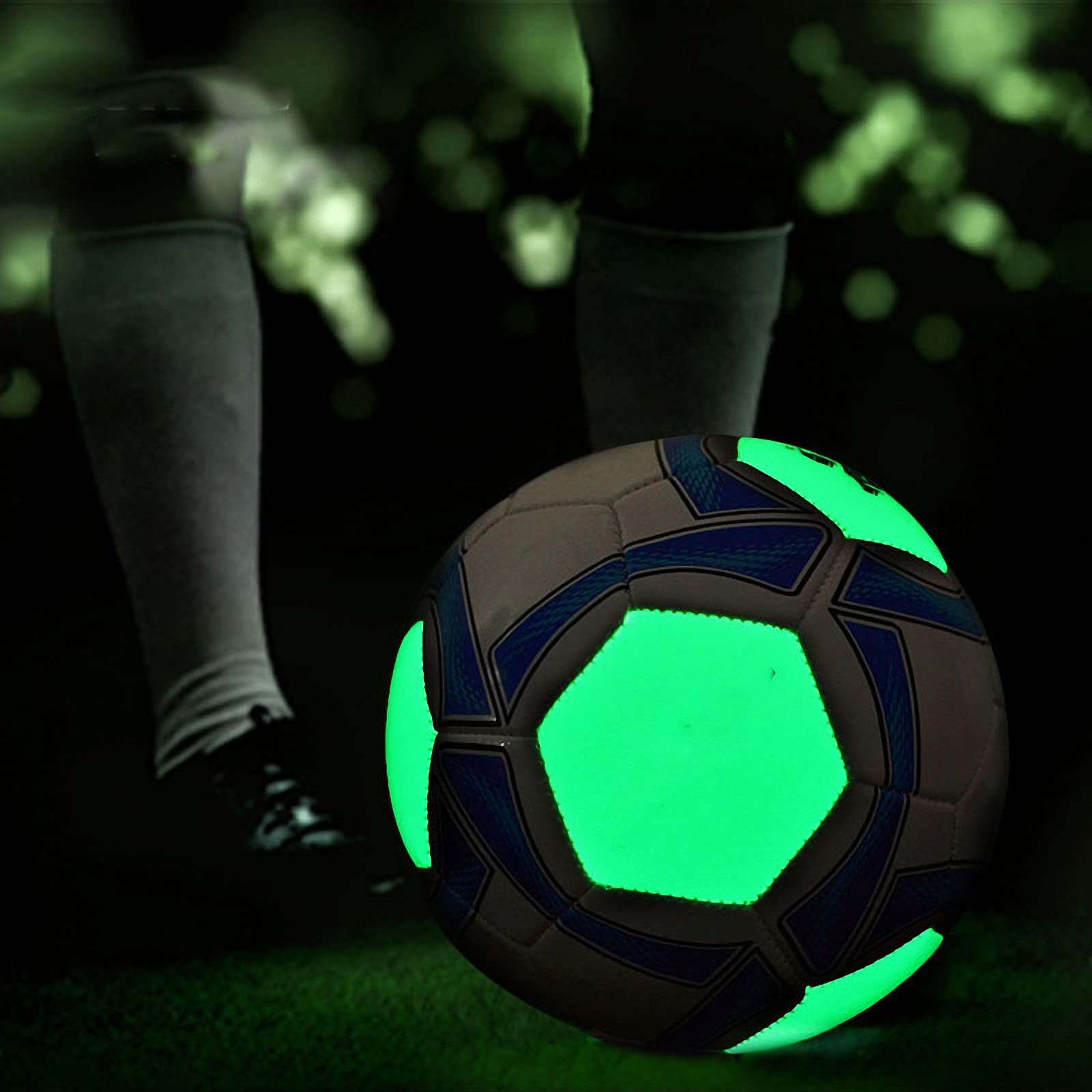 Balón de fútbol Luminoso Fluorescente,Pelota Reflectante de Entrenamiento Que Brilla en la noche Oscura,Football Partido Resplandor para niños,Rendimiento de competición