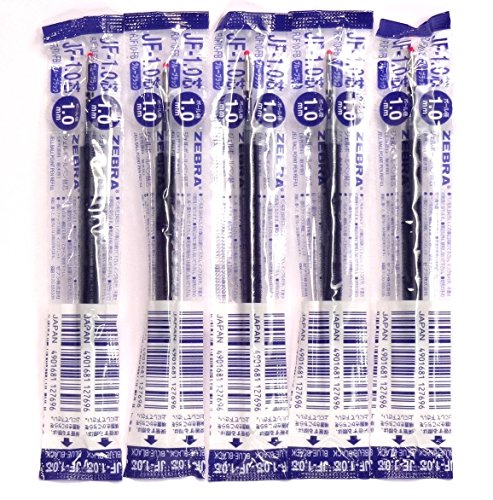 Zebra 1.0mm Blue Black Ink Refill (JF-1.0), for Zebra Sarasa Clip 1.0 Gel Ballpoint Pen(JJE15-FB), Ã— 5 Pack/total 5 pcs (Japan Import) [Komainu-Dou Original Package]