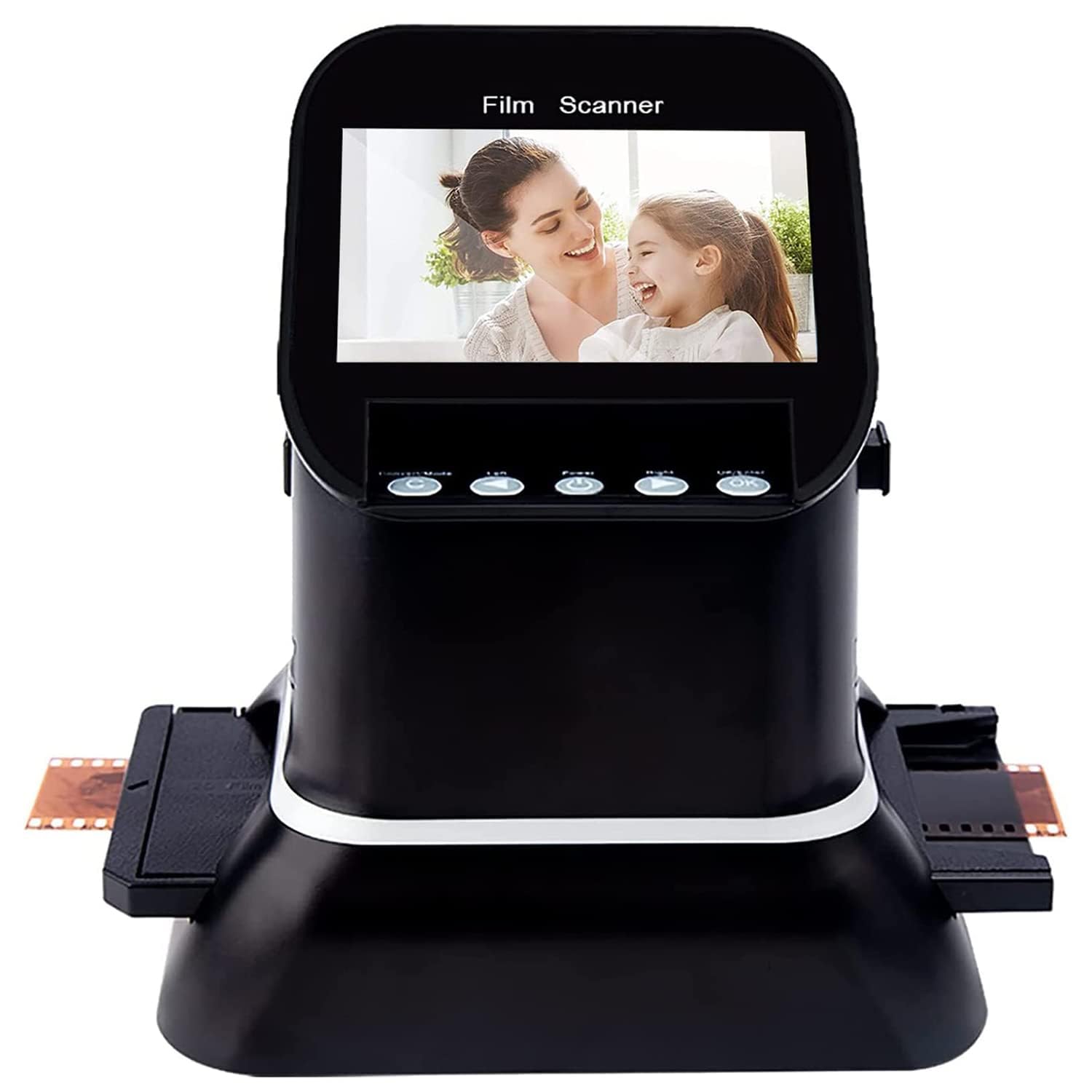 Scanner per pellicola, Scanner digitale per diapositive con schermo LCD da 4,3", 22 megapixel, supporta formati di pellicola da 35 mm, 127 e 126, scansioni positive e negative, bianco e nero