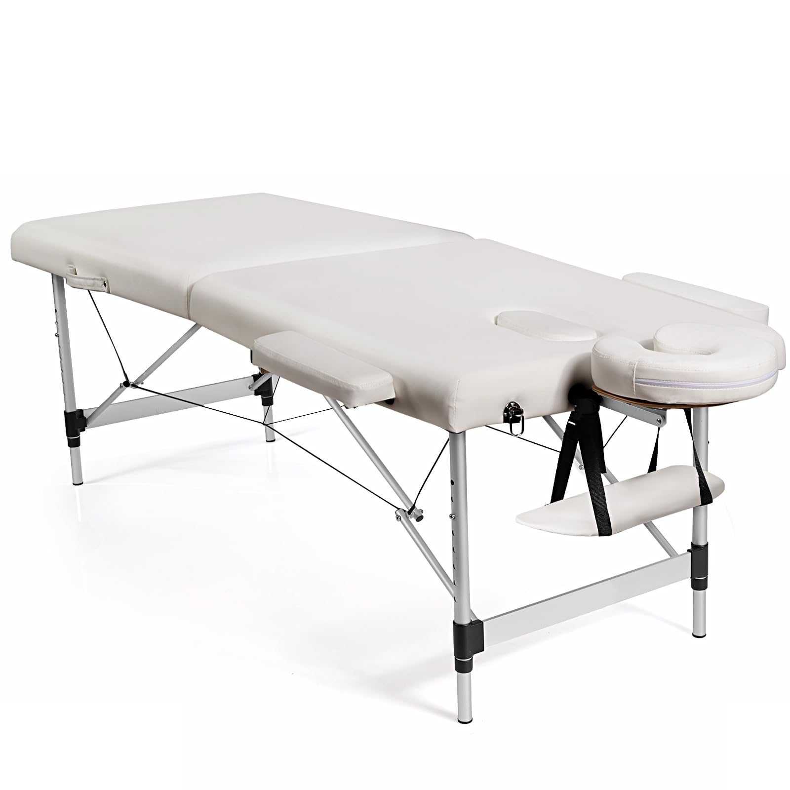 RELAX4LIFE Massageliege 2 Zonen Höhenverstellbar, Massagebett Klappbar, Massagetisch mit Tragetasche, Abnehmbarer Kopfstütze & Armlehnen, Kosmetikliege Massagebank 70cm Breit, bis 250 kg belastbar
