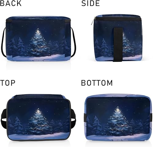 Miniatura 4 de Decoración clásica de árboles de Navidad, bolsa de almuerzo aislada para mujer, reutilizable, bolsa cuadrada de comida para adultos y hombres,