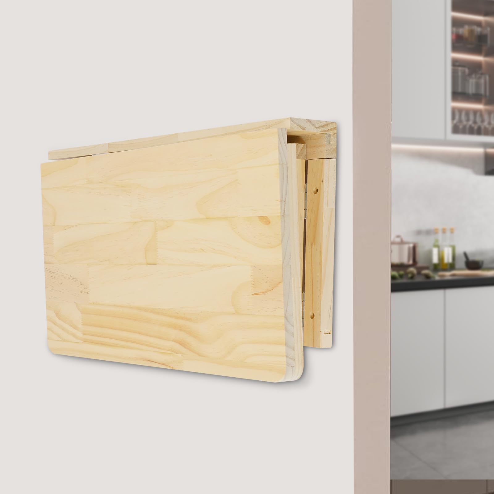 Tavolo Pieghevole a Parete - Scrivania a ribalta in Legno di Pino da 80 cm, scrivania a Parete salvaspazio per Piccoli Ambienti, mensola Galleggiante Rustica per Piccoli spazi, Cucina, lavan