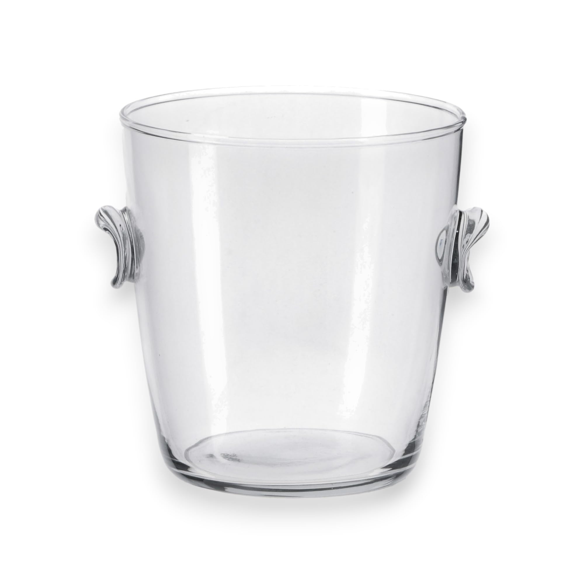 KORAT Secchiello Ghiaccio in Vetro Trasparente con Manici – Porta Bottiglie Champagne e Vino – 3 Dimensioni (Piccolo, Medio, Grande) – Elegante per Feste, Eventi e Casa (Grande - 20x20x25 Cm)