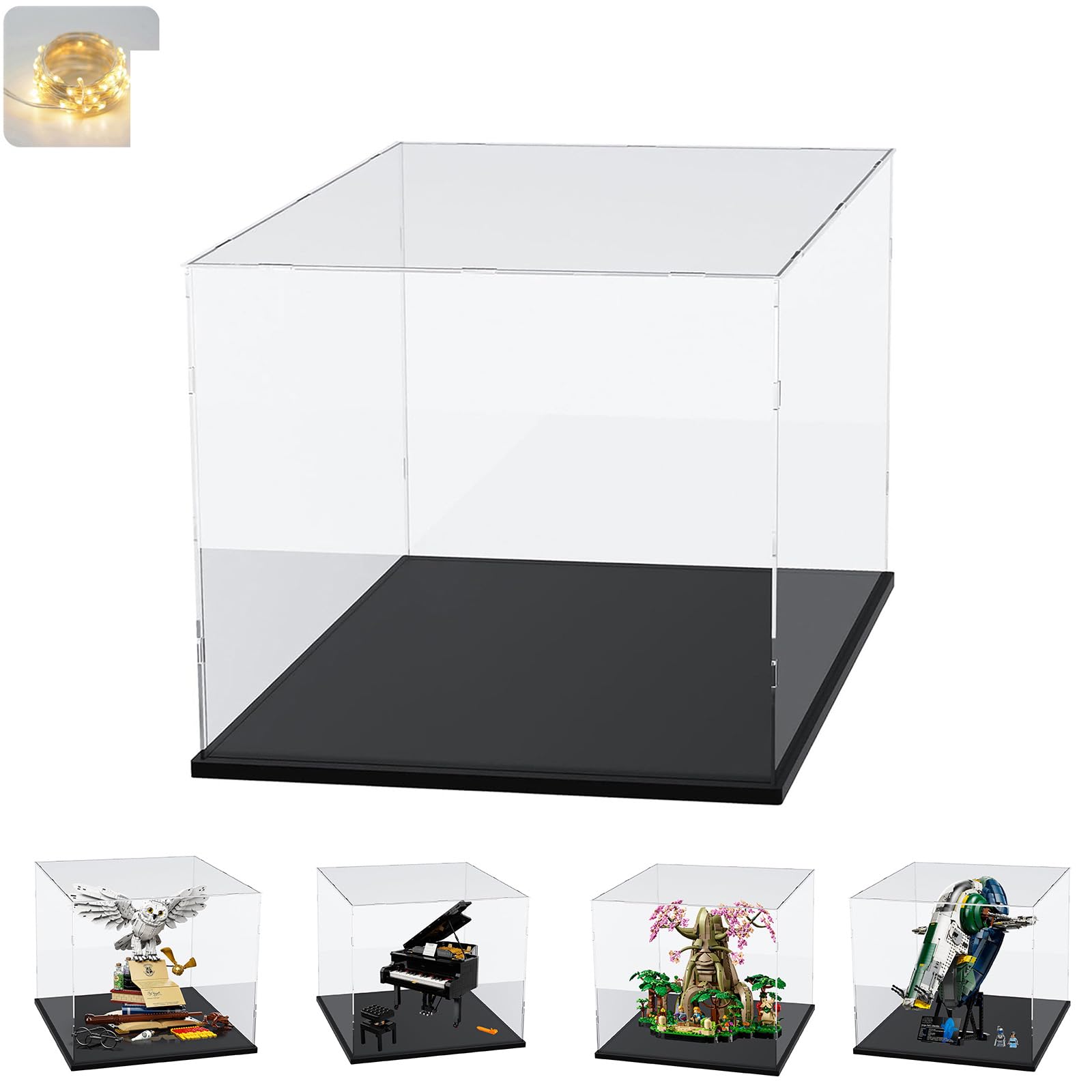 Vitrina Expositora para Colecciones Lego 75375 75426 Halcón Milenario 21366 Nutrias Marinas 75447 Razor Crest 11375 Ferrari F2004 21319 21328, Caja Transparente 3mm Acrílica Interior Negro 35x25x15cm — view 24