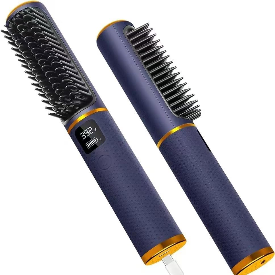 AkiraCosme Wireless Volumizing Hair Straightener Comb 5000mAh USB Portable Hair Straightener Brush