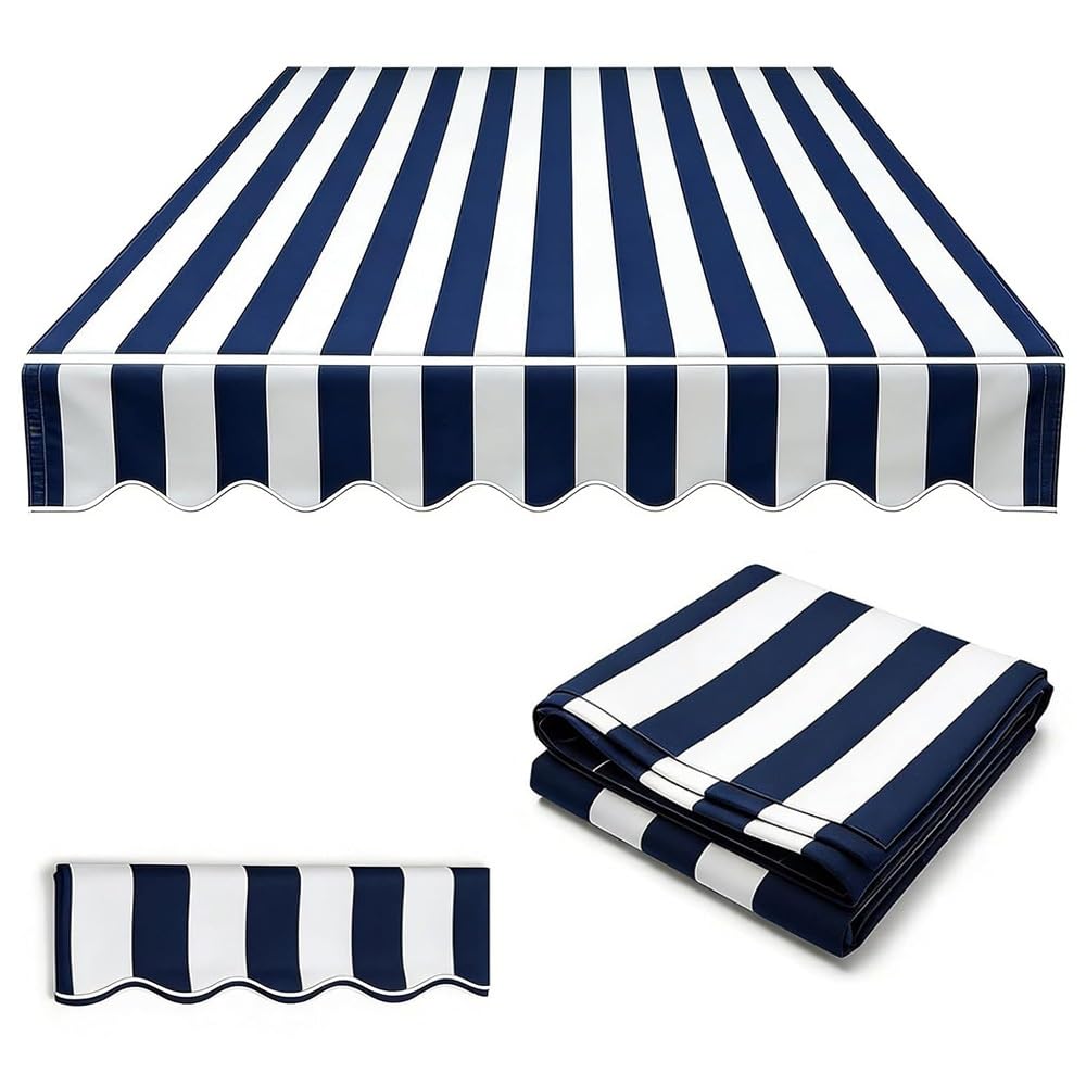 Housse de rechange de qualité pour patio - Toile anti-UV rayée 3,7 x 2,4 m