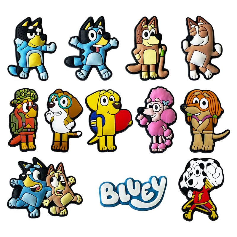 Fancico Bluey Shoe Charms 12pcs Different Decoration for Teens Adults Clog Accessories Party Favor