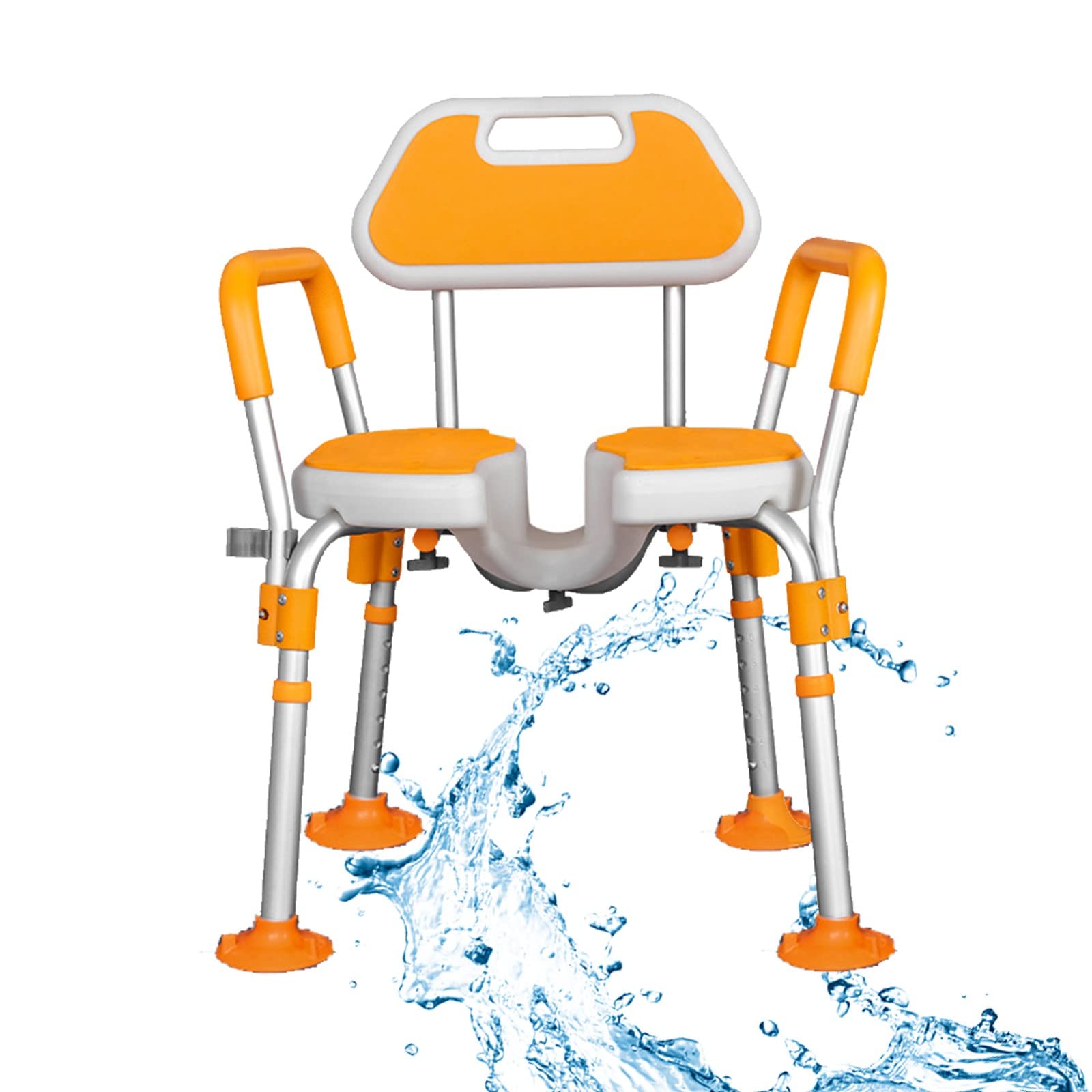 Silla de Ducha,Taburete de Baño,Banqueta para la Ducha,Asiento De Ducha Adulto con Respaldo y Reposabrazos,Taburete de Ducha para Mayores,Capacidad 125kg A