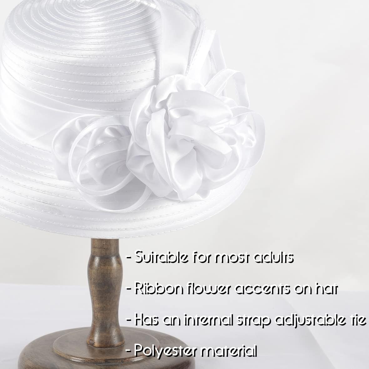 VECRY Womens Church Baptism Wedding Cloche Hat Tea Party Derby Dress Bowler Hats