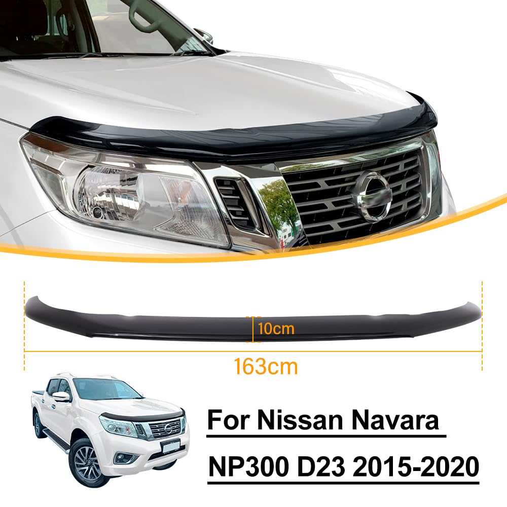 Motorhauben-Deflektor Insektenschutz für Nissan Navara 2016-2022 NP300 D23, PMMA, UV-beständig, wetterfest, glänzend schwarz