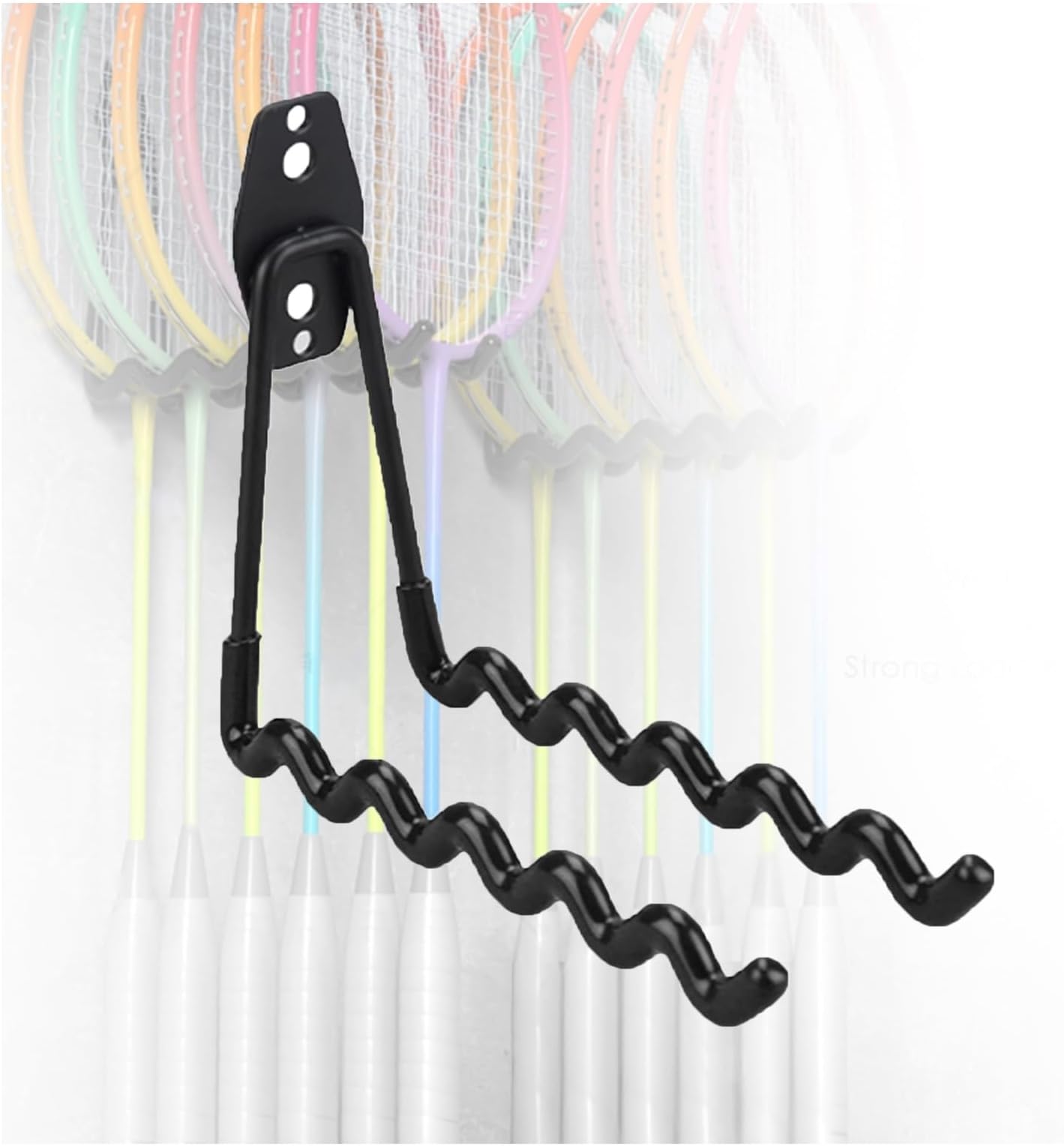 Tennis Racket Storage Rack,Wall Mounted Tennis Racket Display Rack, Badminton Racket Holder Hold 6 Racks, for Badminton Rackets Tennis Rackets Table Tennis Rackets(Black)