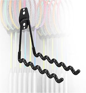 Tennis Racket Storage Rack,Wall Mounted Tennis Racket Display Rack, Badminton Racket Holder Hold 6 Racks, for Badminton Rackets Tennis Rackets Table Tennis Rackets(Black)