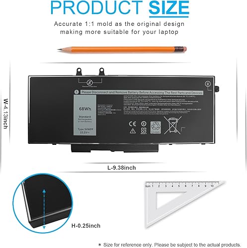Miniatura 4 de Batería para portátil Dell Latitude 5401 5410 5411 5501 5510 5510 5511 Precision 3551 3541 para Inspiron 17 7500 7506 2 en 1, color negro, Inspiron