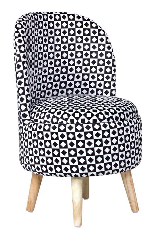 Image of Ottoman for Living Room, Velvet Round Foot Rest Stool, Wooden Legs Chair for Sitting, Ottoman for Bedroom & Makeup Room Decor | Chair (18 inchx18 inchx32 inch), Puffy (16 inchx16 inchx17 inch) | Black Diamond